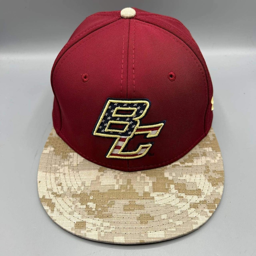 Boston College Hat Men 6 7/8 Red Brown Camo Under Armour Fitted Cap New